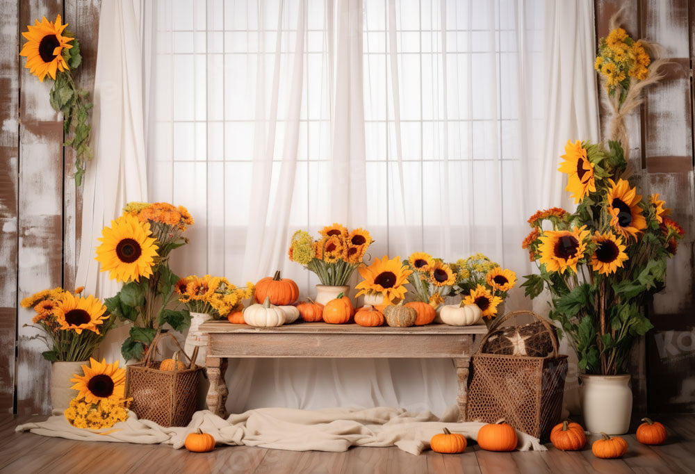 Kate Herbst frische Sonnenblume Vorhang Hintergrund von Chain Photography - Kate Backdrop.de