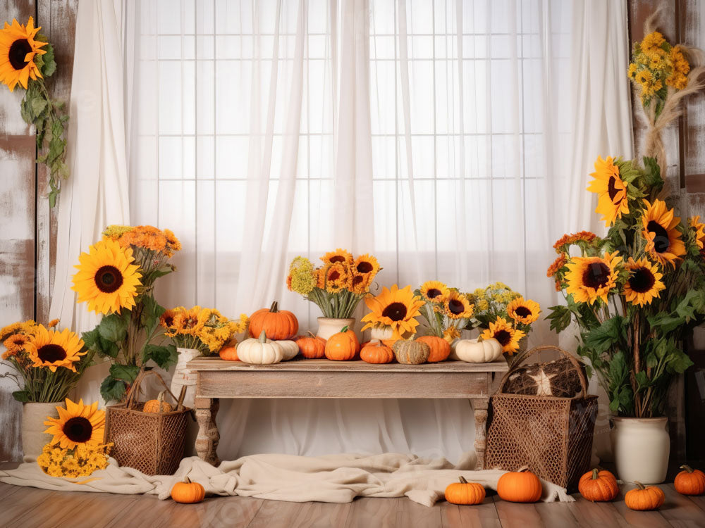 Kate Herbst frische Sonnenblume Vorhang Hintergrund von Chain Photography - Kate Backdrop.de