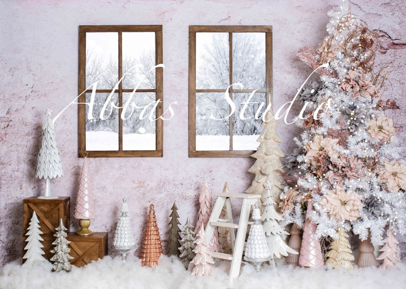 Kate Weihnachten rosa verschneite Fenster Hintergrund von Abbas Studio