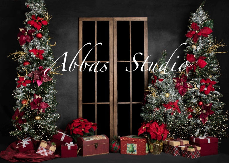 Kate Weihnachtsbaum großes Fenster roter Hintergrund von Abbas Studio