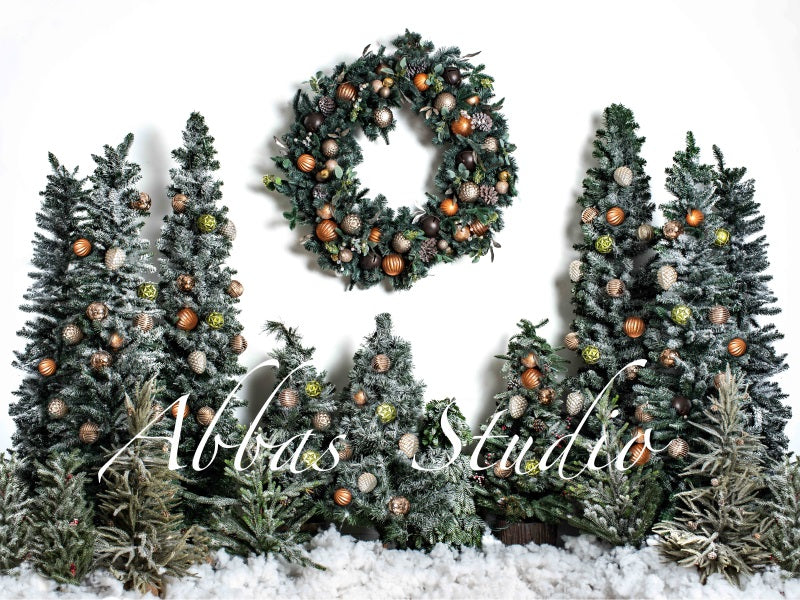 Kate Weihnachtsweißer Wand-Baum-Kranz mit rotem Hintergrund von Abbas Studio - Kate Backdrop.de