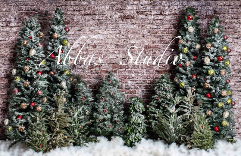 Kate Weihnachten Backsteinmauer Bäume Hintergrund von Abbas Studio