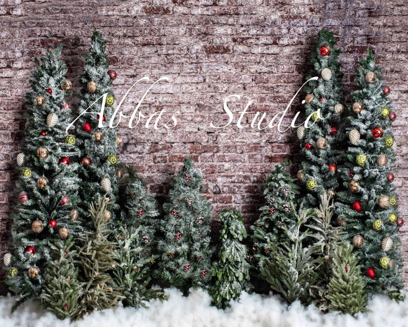 Kate Weihnachten Backsteinmauer Bäume Hintergrund von Abbas Studio