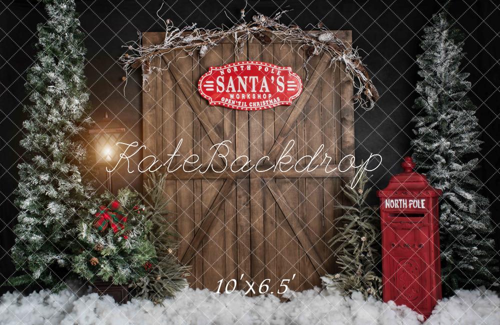 Kate Weihnachten Santa’s Workshop Tür Hintergrund von Abbas Studio - Kate Backdrop.de
