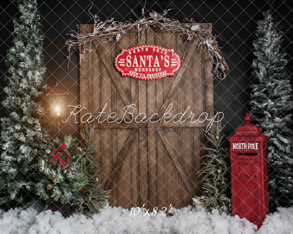 Kate Weihnachten Santa’s Workshop Tür Hintergrund von Abbas Studio - Kate Backdrop.de