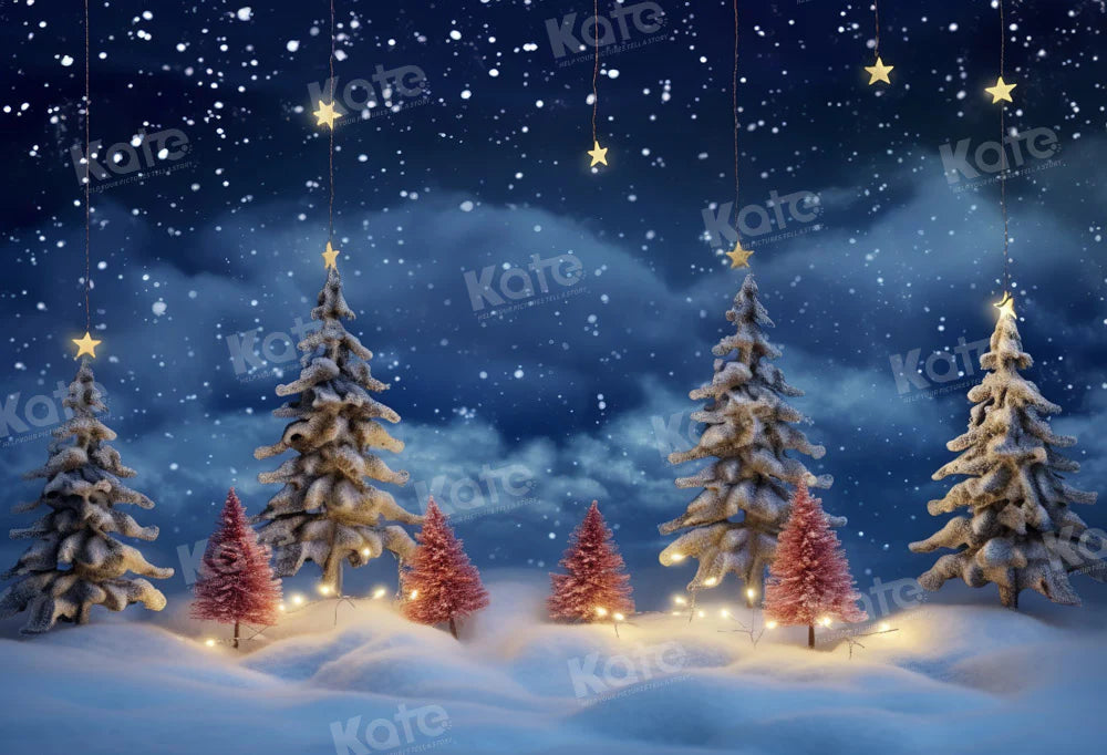 Kate Weihnachten Nacht Stern verschneites Land Hintergrund von Chain Photography - Kate Backdrop.de