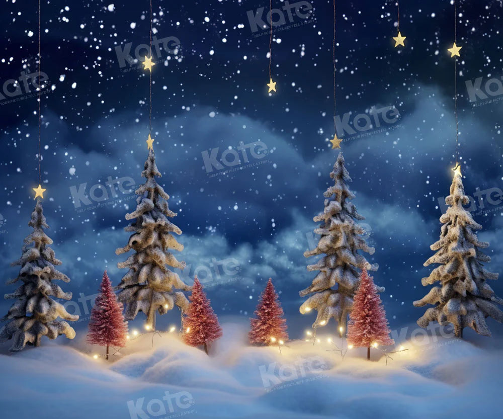 Kate Weihnachten Nacht Stern verschneites Land Hintergrund von Chain Photography