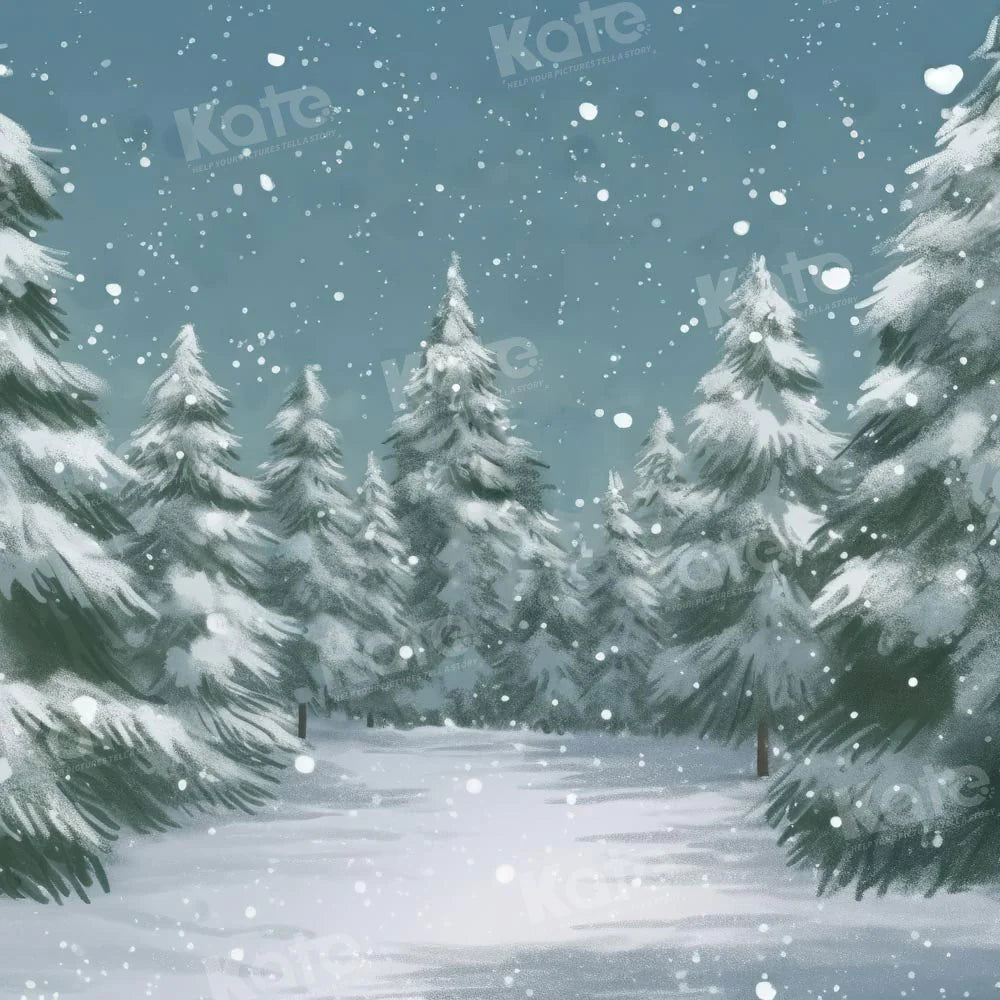 Kate Fine Art Winter Weihnachten im Freien Wald Bäume Hintergrund Winter von GQ - Kate Backdrop.de