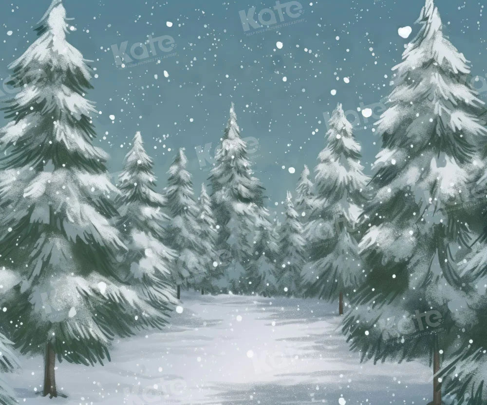 Kate Fine Art Winter Weihnachten im Freien Wald Bäume Hintergrund Winter von GQ - Kate Backdrop.de