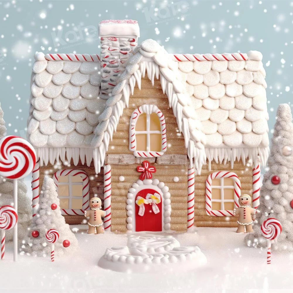Kate Weihnachten Winter Schnee Süßigkeiten Haus Hof Hintergrund von Chain Photography - Kate Backdrop.de