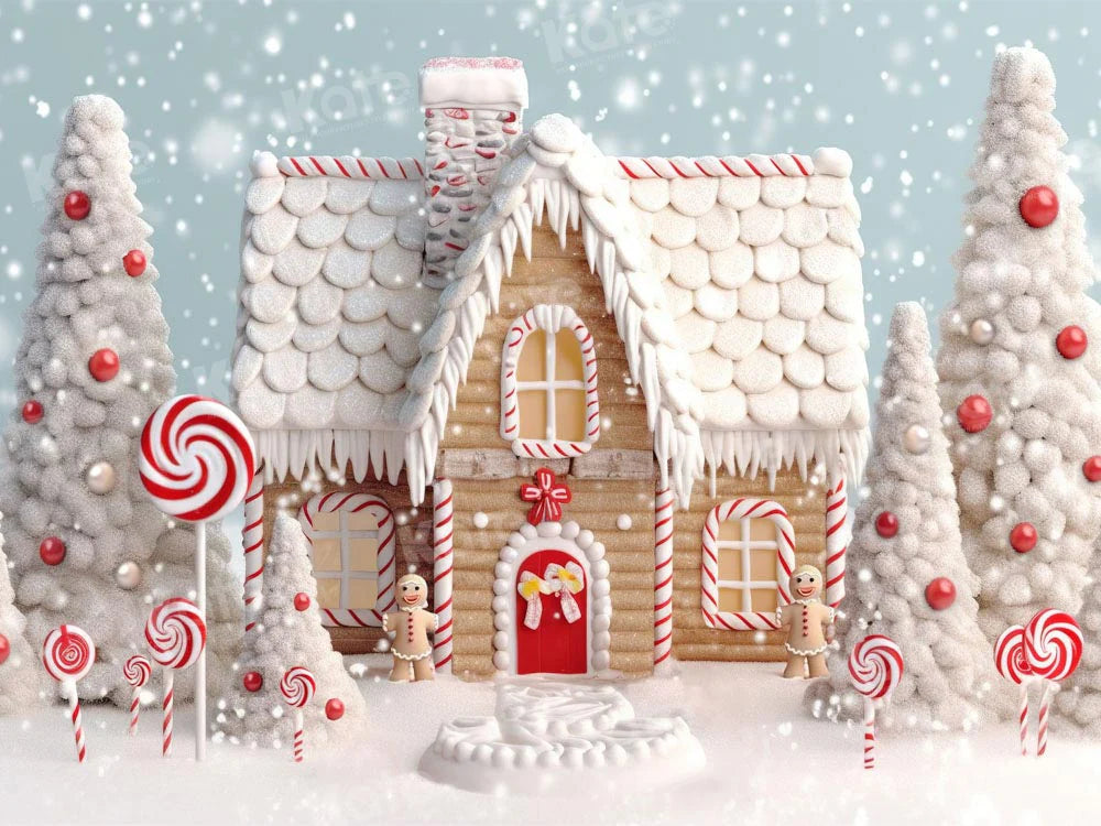 Kate Weihnachten Winter Schnee Süßigkeiten Haus Hof Hintergrund von Chain Photography - Kate Backdrop.de