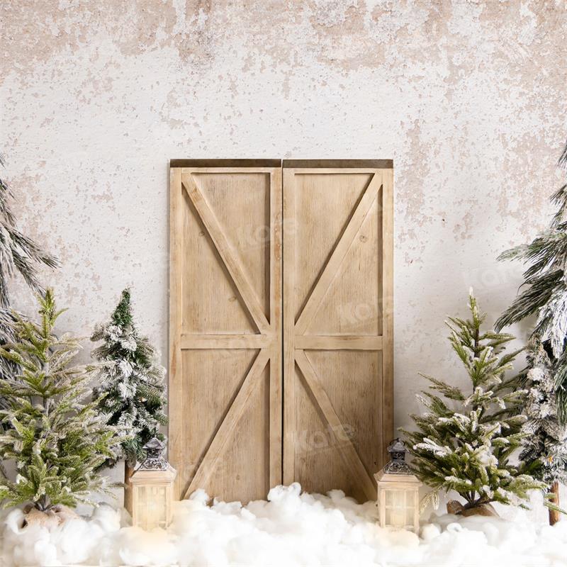Kate Weihnachten außerhalb der alten Wand Snowy Tree Hintergrund für Fotografie - Kate Backdrop.de