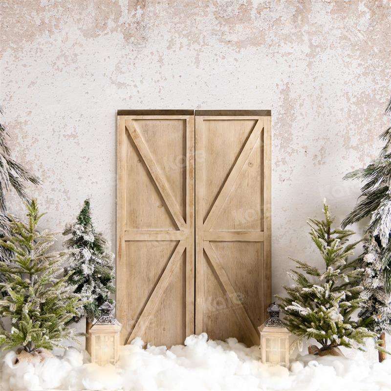 Kate Weihnachten außerhalb der alten Wand Snowy Tree Hintergrund für Fotografie