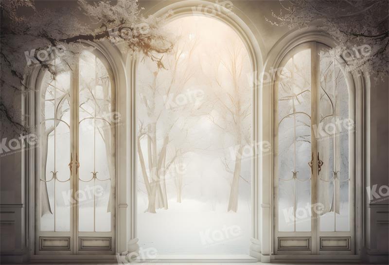 Kate Winter verschneiten Baum Weg Fenster Hintergrund für die Fotografie - Kate Backdrop.de