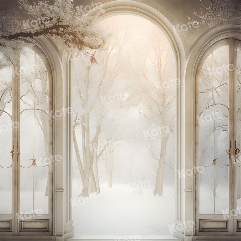 Kate Winter verschneiten Baum Weg Fenster Hintergrund für die Fotografie - Kate Backdrop.de