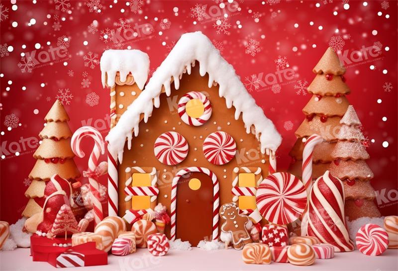 Kate Weihnachten Lebkuchenhaus Süßigkeiten Hintergrund für Fotografie