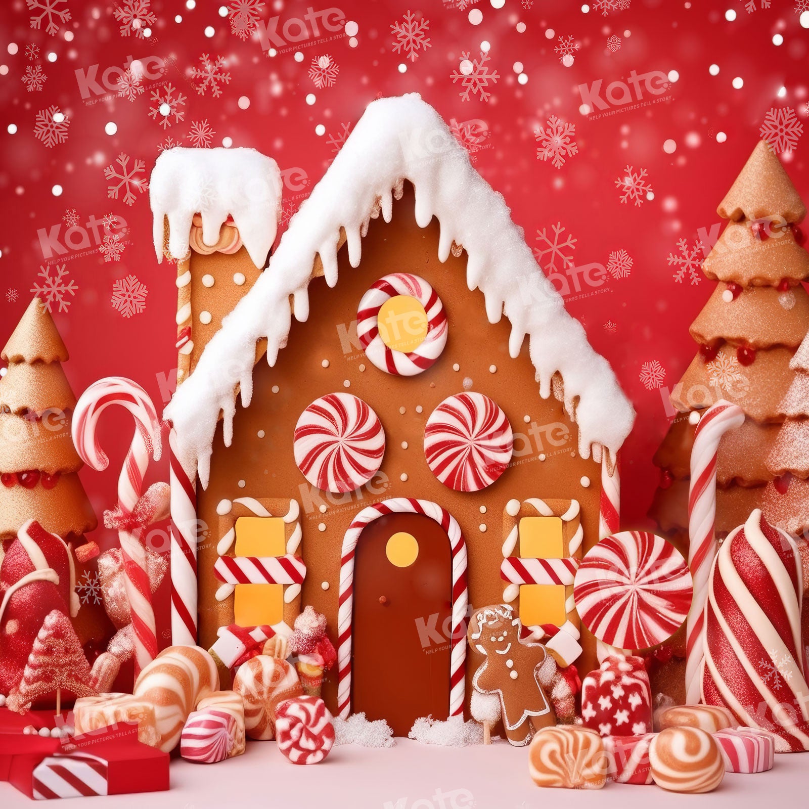 Kate Weihnachten Lebkuchenhaus Süßigkeiten Hintergrund für Fotografie