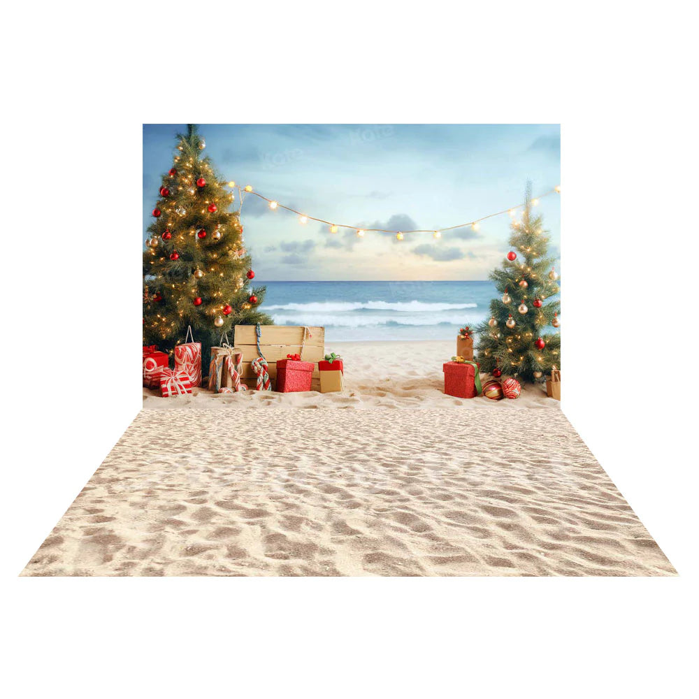Kate Seaside Weihnachtsbaum + Strand Boden Hintergrund für Fotografie