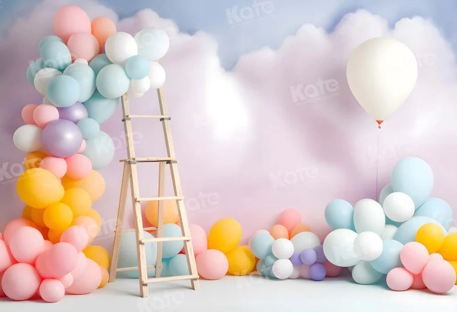 Kate Ballon Sommer Geburtstag Torte Smash Wolke Hintergrund von Chain Photography