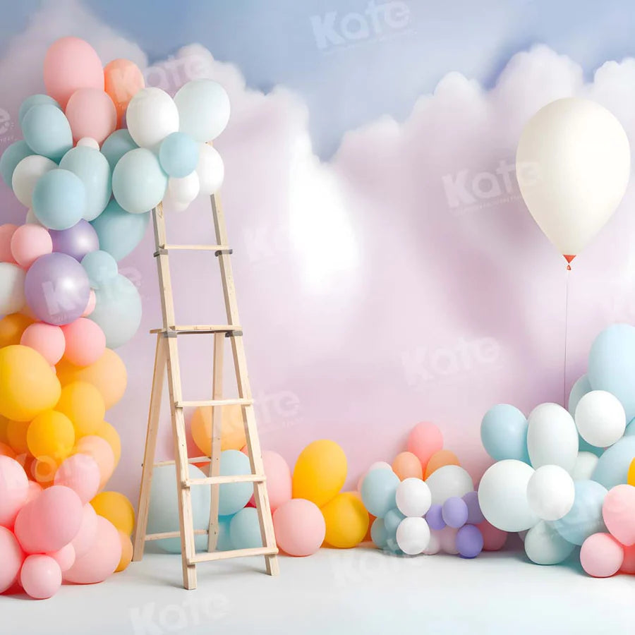 Kate Ballon Sommer Geburtstag Torte Smash Wolke Hintergrund von Chain Photography