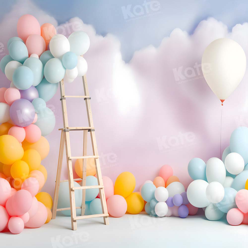 Kate Ballon Sommer Geburtstag Kuchen Smash Wolke Fleece Hintergrund Entworfen von Chain Photography