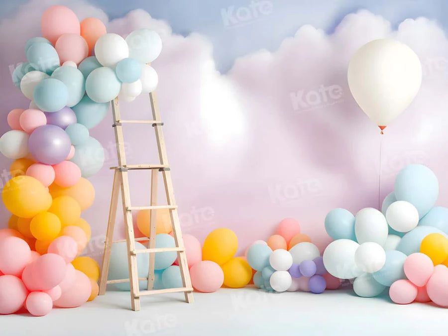 Kate Ballon Sommer Geburtstag Torte Smash Wolke Hintergrund von Chain Photography