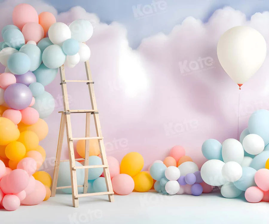 Kate Ballon Sommer Geburtstag Torte Smash Wolke Hintergrund von Chain Photography