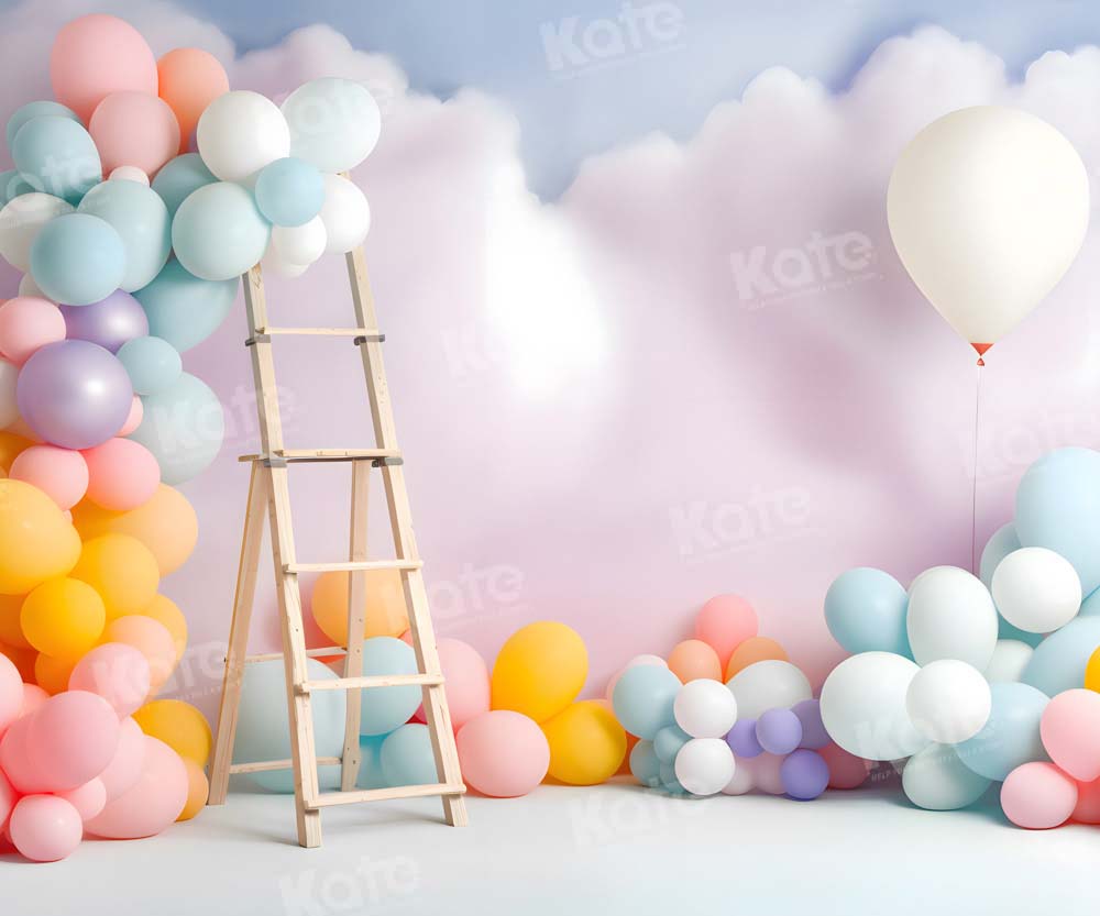 Kate Ballon Sommer Geburtstag Kuchen Smash Wolke Fleece Hintergrund Entworfen von Chain Photography