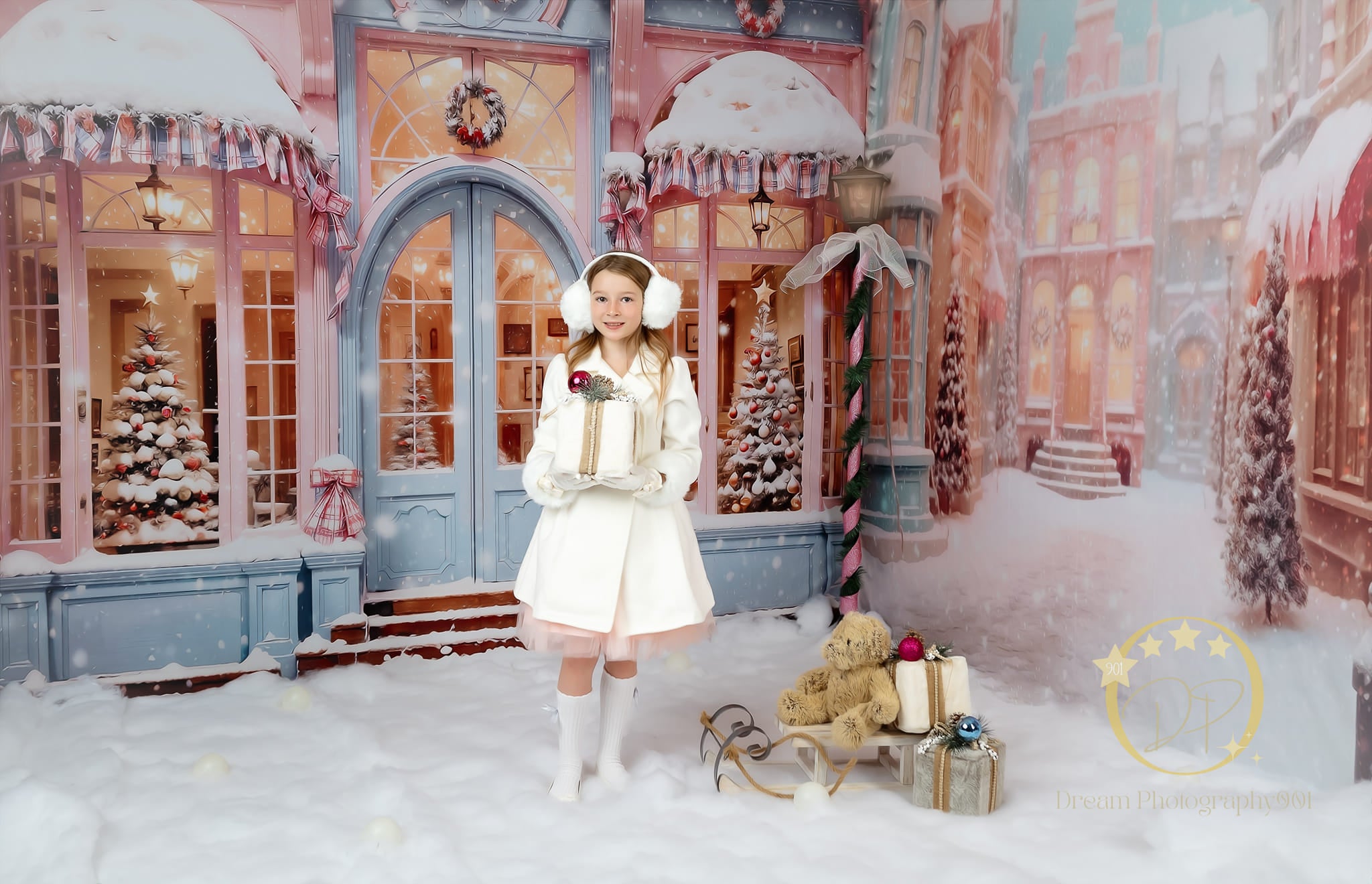 Kate Weihnachten Snowy Pink Street Store Zimmer Set (8ftx8ft&10ftx8ft&8ftx10ft) - Kate Backdrop.de