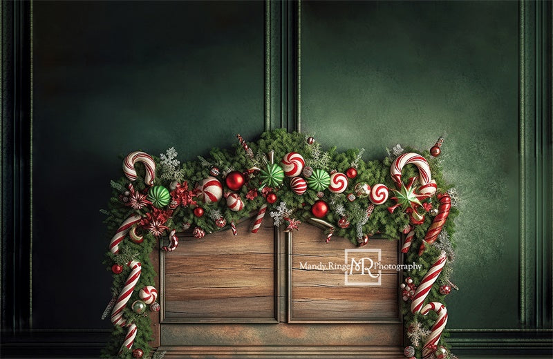 Kate Weihnachten Zuckerstange Kopfteil Fleece Hintergrund Entworfen von Mandy Ringe - Kate Backdrop.de