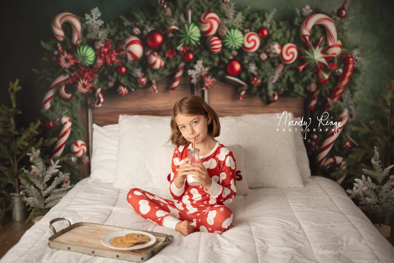 Kate Weihnachten Zuckerstange Kopfteil Fleece Hintergrund Entworfen von Mandy Ringe - Kate Backdrop.de