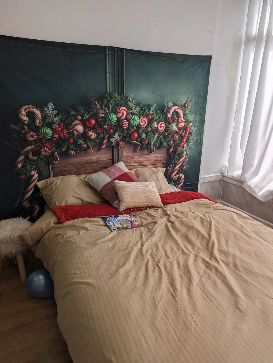 Kate Weihnachten Zuckerstange Kopfteil Fleece Hintergrund Entworfen von Mandy Ringe - Kate Backdrop.de