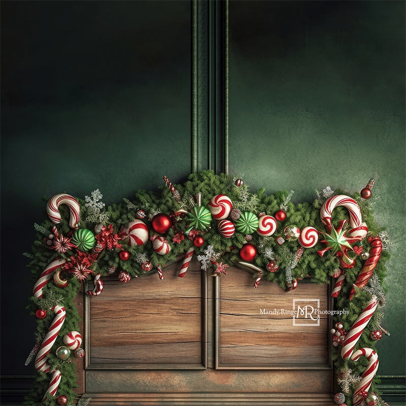 Kate Weihnachten Zuckerstange Kopfteil Fleece Hintergrund Entworfen von Mandy Ringe - Kate Backdrop.de