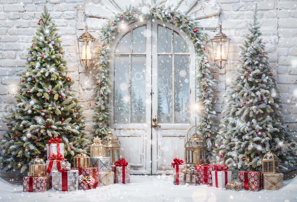 Kate Weihnachten Schnee Baum Tür Hintergrund von Emetselch