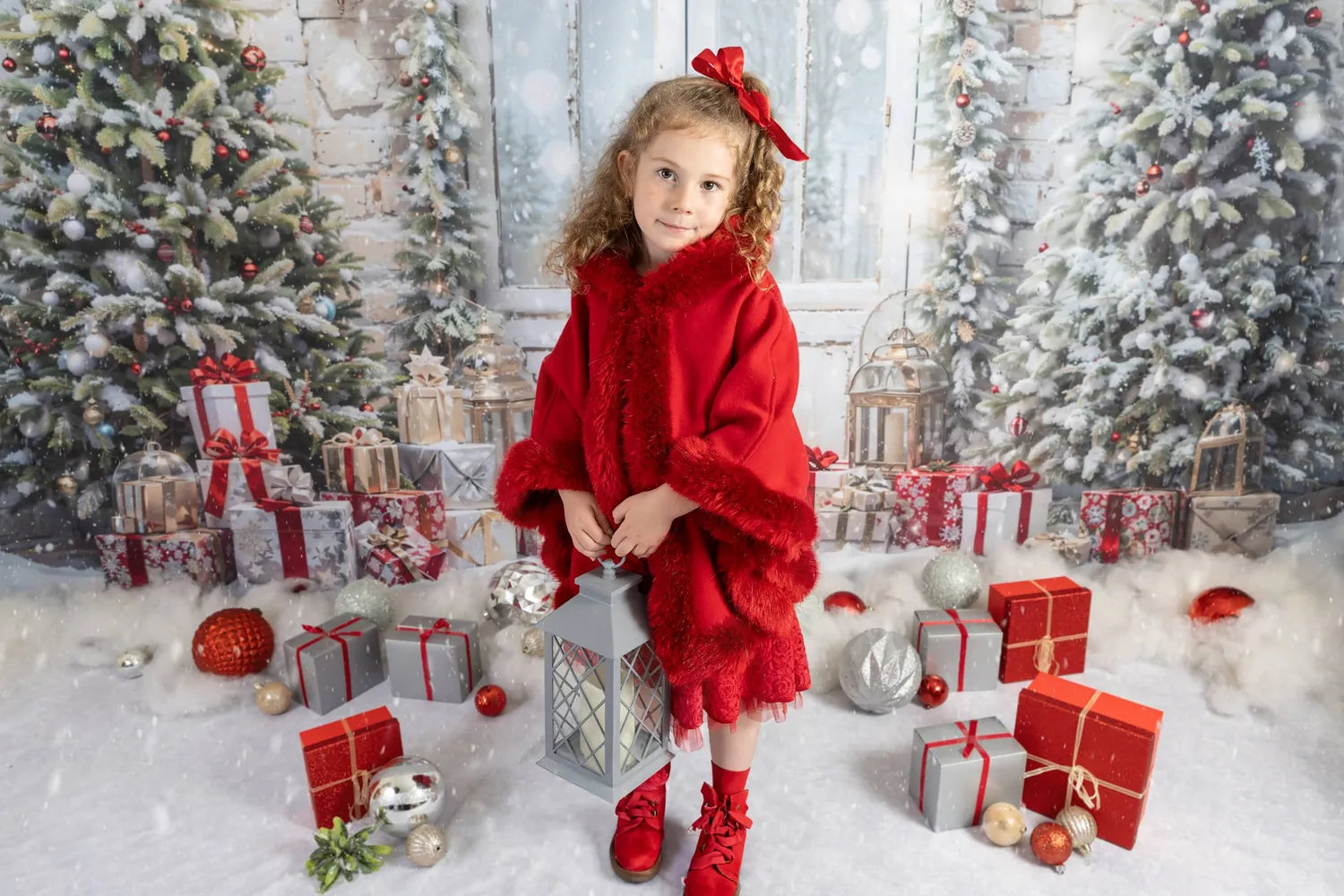 Kate Weihnachten Schnee Baum Tür Fleece Hintergrund Entworfen von Emetselch - Kate Backdrop.de
