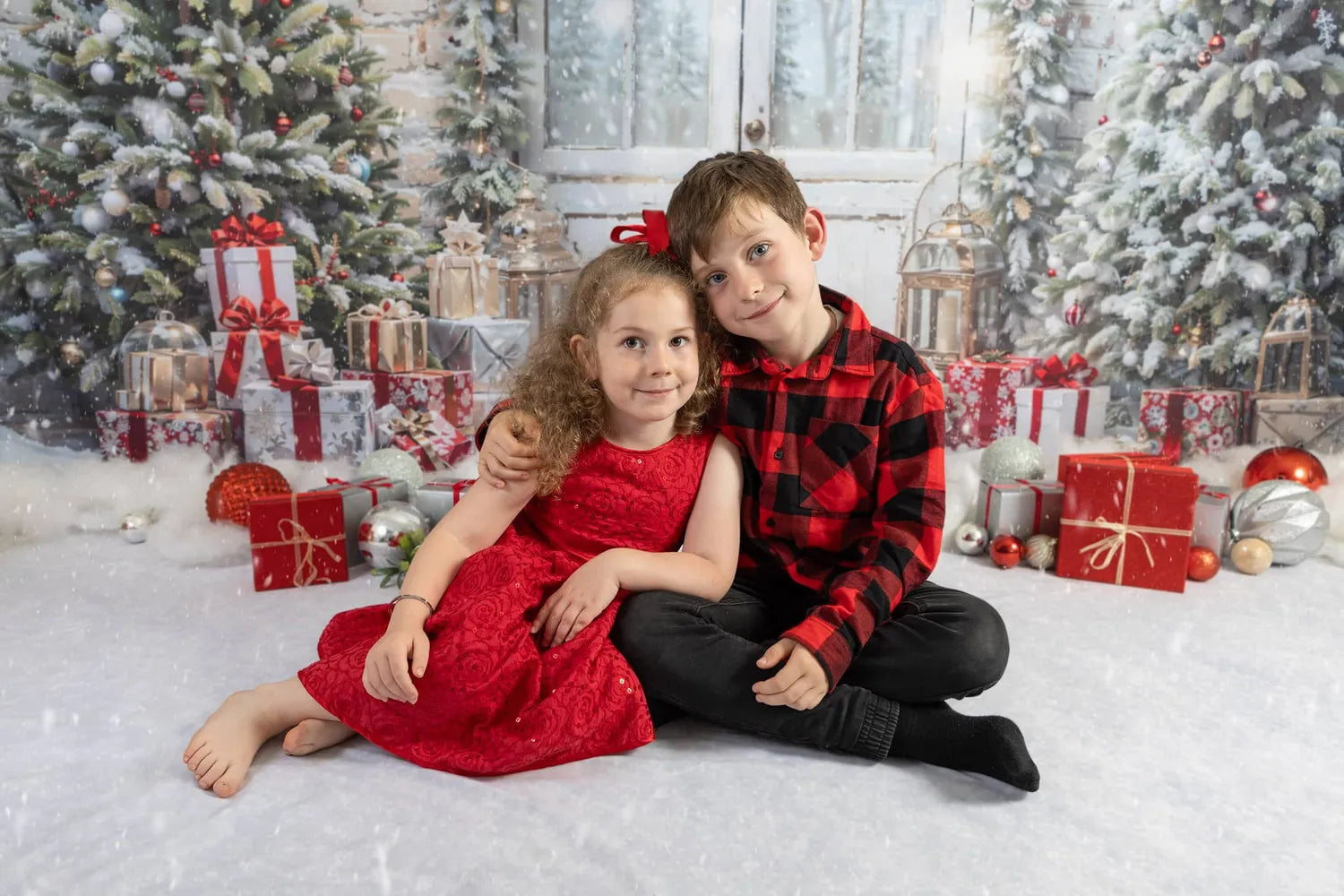 Kate Weihnachten Schnee Baum Tür Fleece Hintergrund Entworfen von Emetselch - Kate Backdrop.de