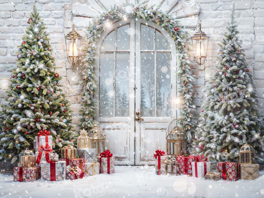 Kate Weihnachten Schnee Baum Tür Hintergrund von Emetselch