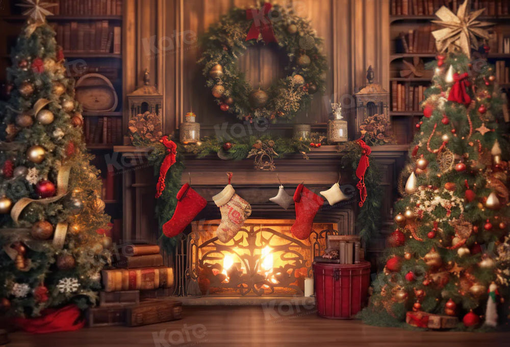 Kate Weihnachten Warm Kamin Baum Hintergrund von Emetselch - Kate Backdrop.de