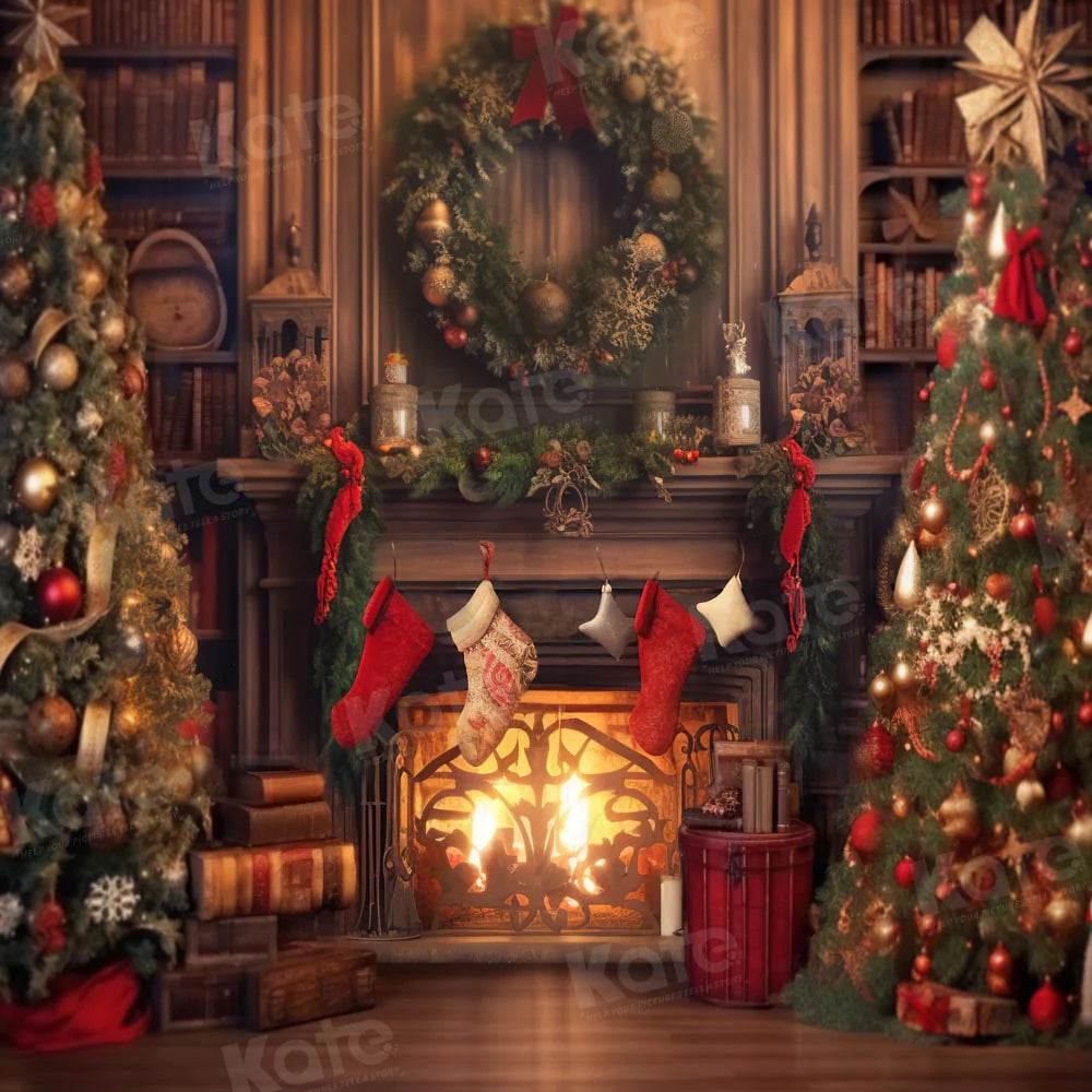 Kate Weihnachten Warm Kamin Baum Hintergrund von Emetselch - Kate Backdrop.de