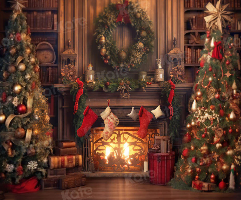 Kate Weihnachten Warm Kamin Baum Hintergrund von Emetselch - Kate Backdrop.de