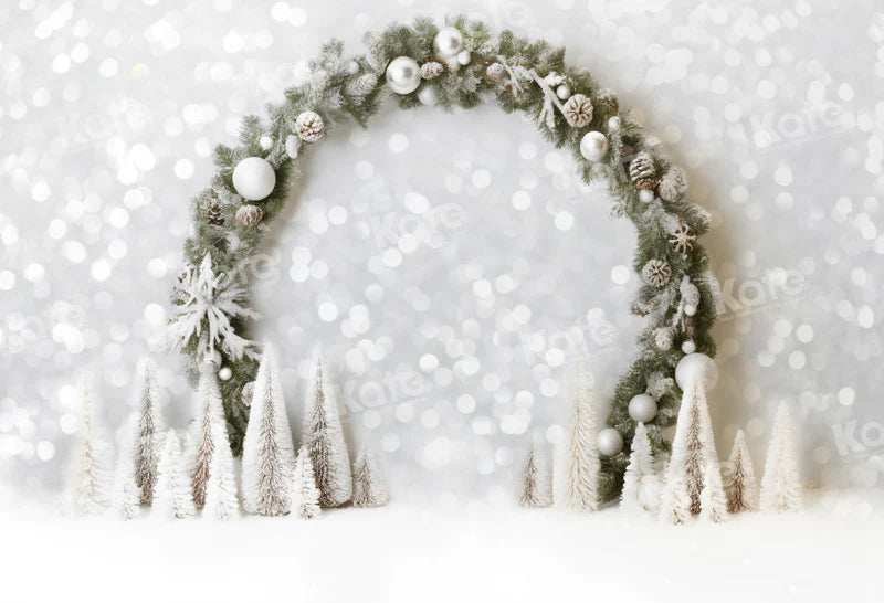 Kate Weiß Weihnachten Grün Bogen Bokeh Neon Hintergrund für Fotografie - Kate Backdrop.de