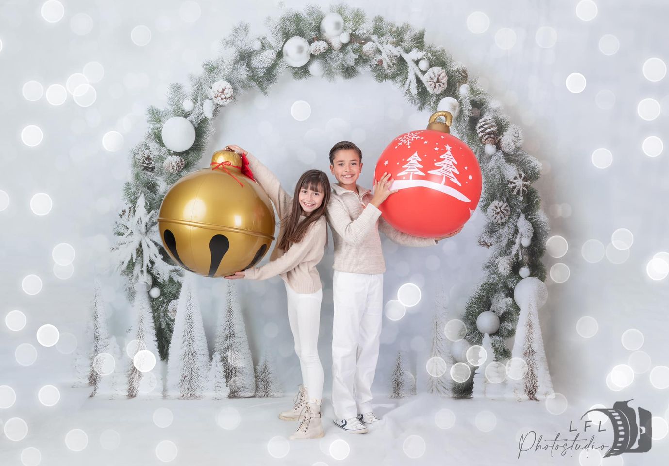 Kate Weiß Weihnachten Grün Bogen Bokeh Neon Hintergrund für Fotografie - Kate Backdrop.de