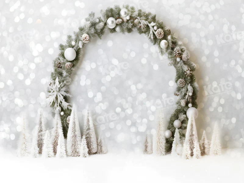 Kate Weiß Weihnachten Grün Bogen Bokeh Neon Hintergrund für Fotografie - Kate Backdrop.de