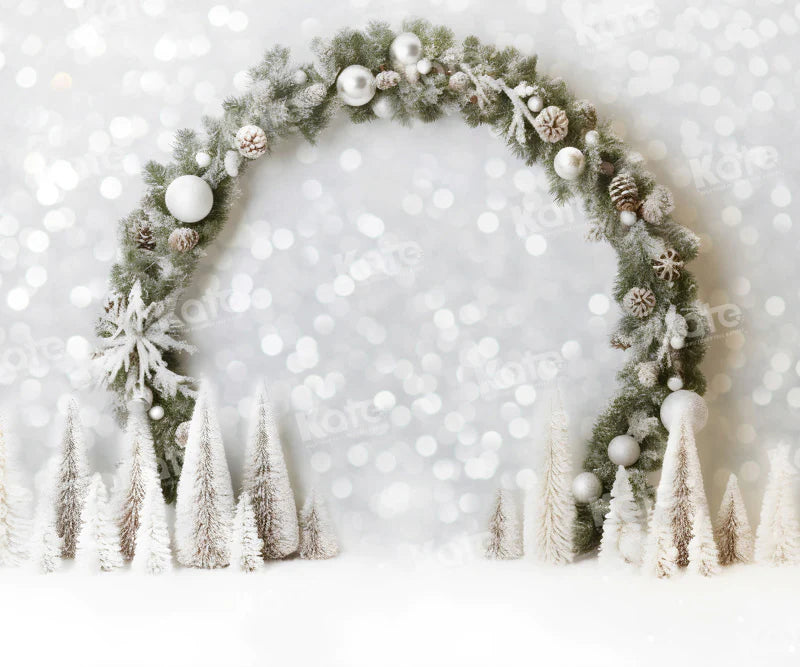 Kate Weiß Weihnachten Grün Bogen Bokeh Neon Hintergrund für Fotografie - Kate Backdrop.de