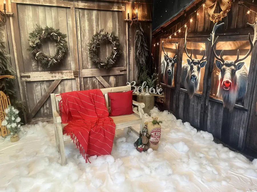 Kate Weihnachten Alte Scheunentür Hintergrund für Fotografie - Kate Backdrop.de