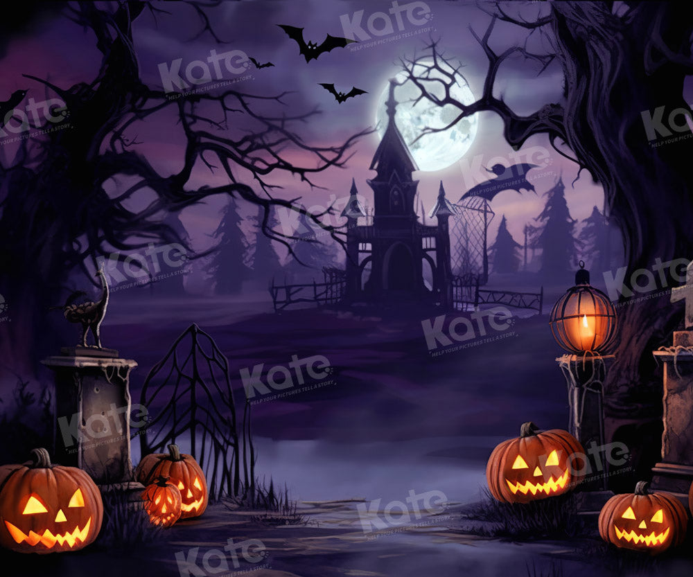Kate Halloween Kürbis Nacht Burg Hintergrund von Chain Photography