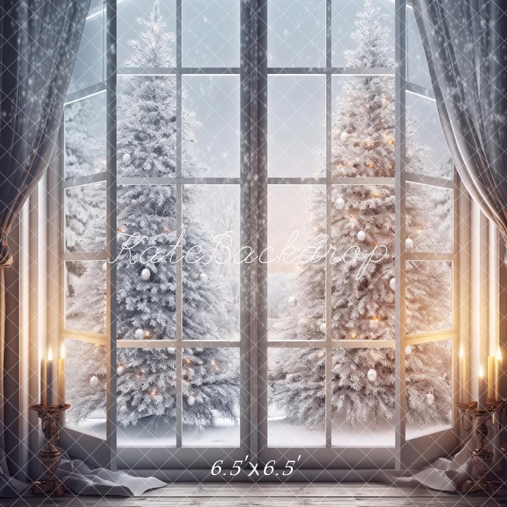 Kate Winter Weihnachten Fenster Baum Hintergrund von Chain Photography