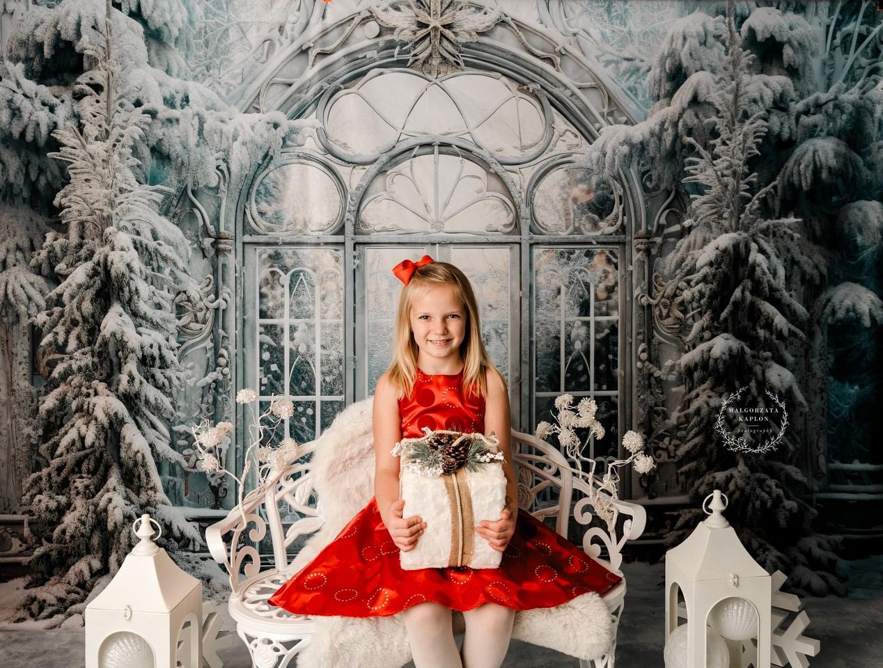 Kate Weihnachten Frosted Estate Gates Winter Hintergrund von Mini MakeBelieve - Kate Backdrop.de