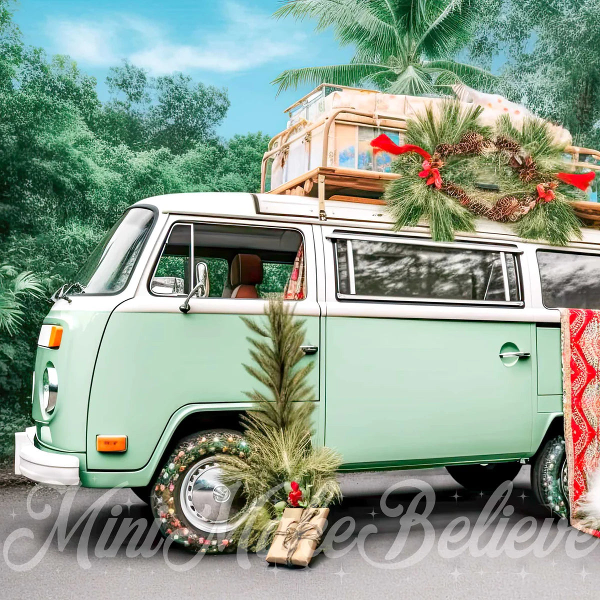 Kate Weihnachten Mint Boho RV Camper Auto Hintergrund von Mini MakeBelieve