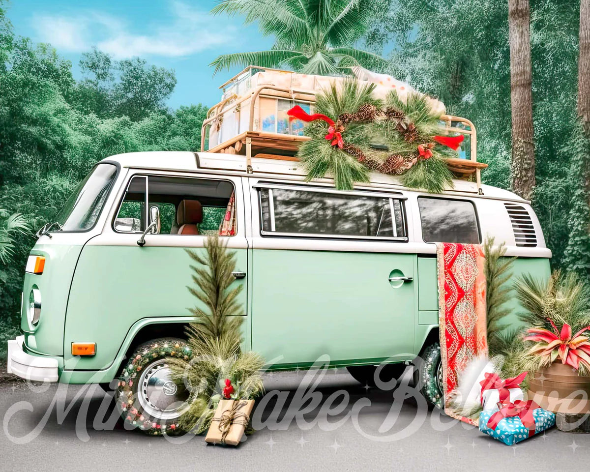 Kate Weihnachten Mint Boho RV Camper Auto Hintergrund von Mini MakeBelieve